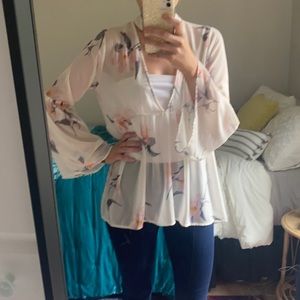 NWT floral bell sleeve choker top